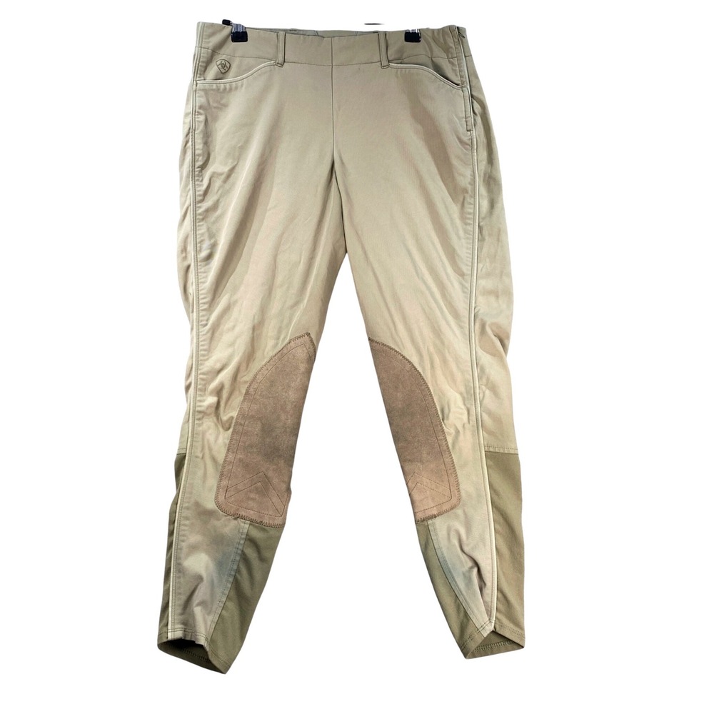 Ariat Womens Tan Knee Patch Equestrian Riding Breeches Pants Size 28R Side Zip